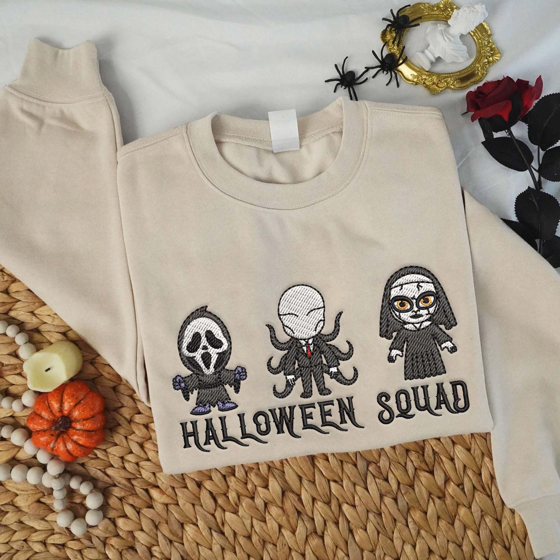 Horror Halloween Squad Embroidery Sweatshirt, Halloween Embroidery Sweatshirt HLW_M931