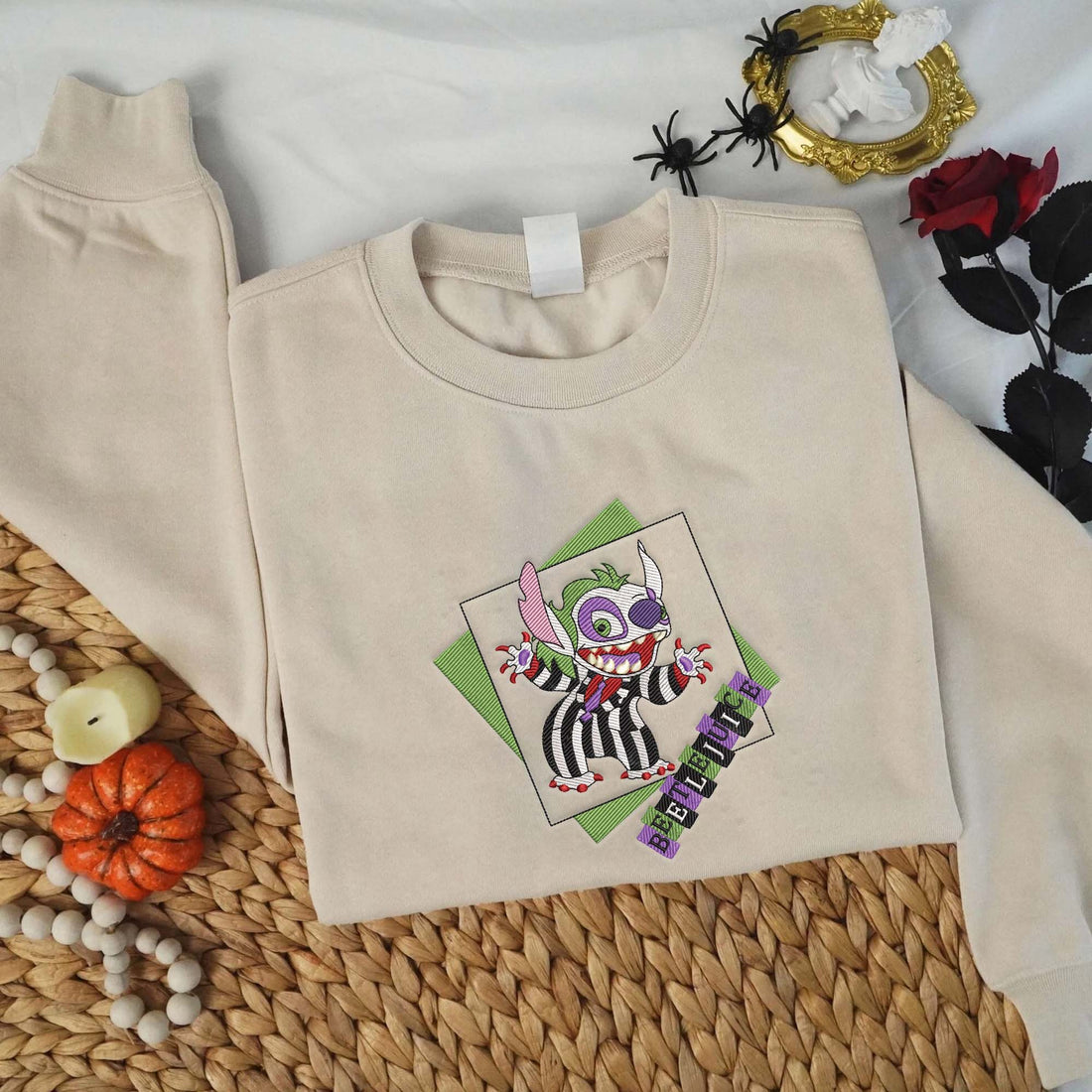 Funny Cartoon Horror Character Halloween Sweatshirt, Halloween Embroidery Sweatshirt HLW_M1295
