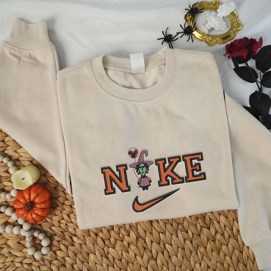N Baby  Horror Character with Balloon Sweatshirt, Halloween Embroidery Sweatshirt HLW_M1066