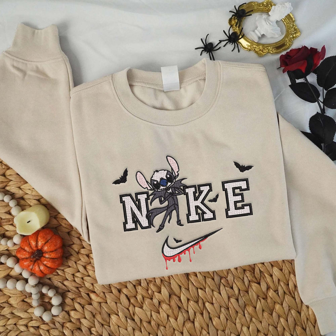 N Cartoon Horror Character Halloween Embroidery Sweatshirt, Halloween Embroidery Sweatshirt HLW_M803