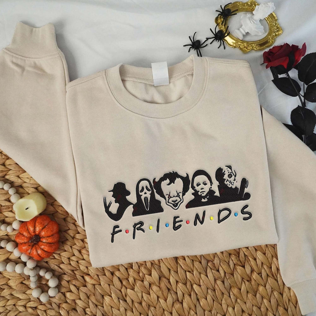 Friends Movie Killer Characters Sweatshirt, Halloween Embroidery Sweatshirt HLW_M1205