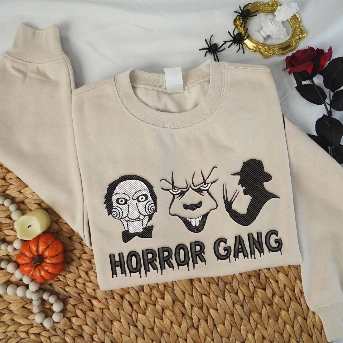 Horror Gang Halloween Embroidery Sweatshirt, Halloween Embroidery Sweatshirt HLW_M935