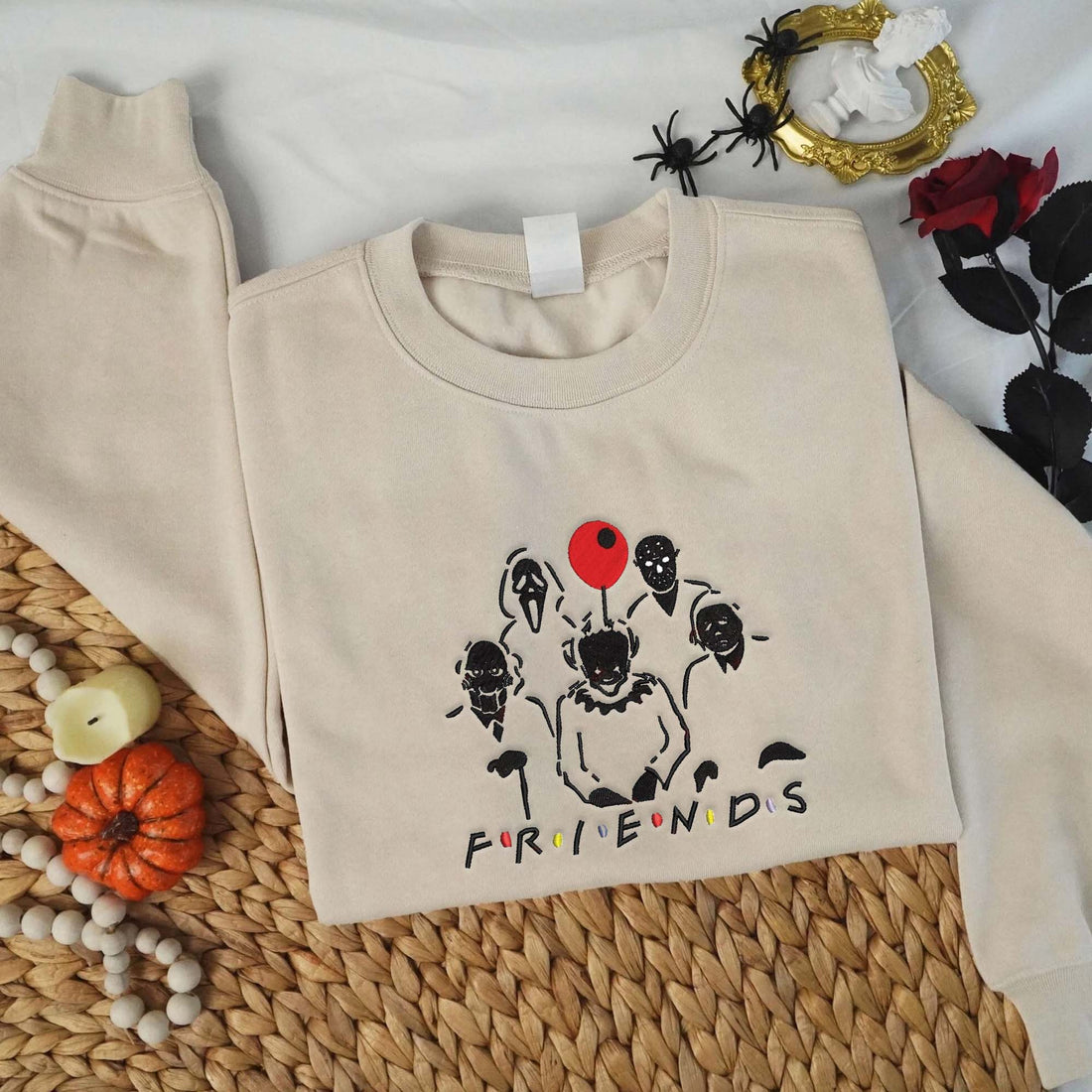 Friends Movie With Balloon Characters Sweatshirt, Halloween Embroidery Sweatshirt HLW_M1204