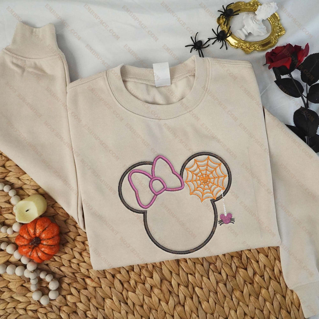 Mouse Head Halloween Embroidery Sweatshirt, Halloween Embroidery Sweatshirt HLW_M1444