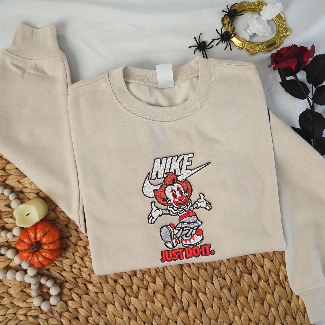 N Just Do It Clown Halloween Embroidery Sweatshirt, Halloween Embroidery Sweatshirt HLW_M1441