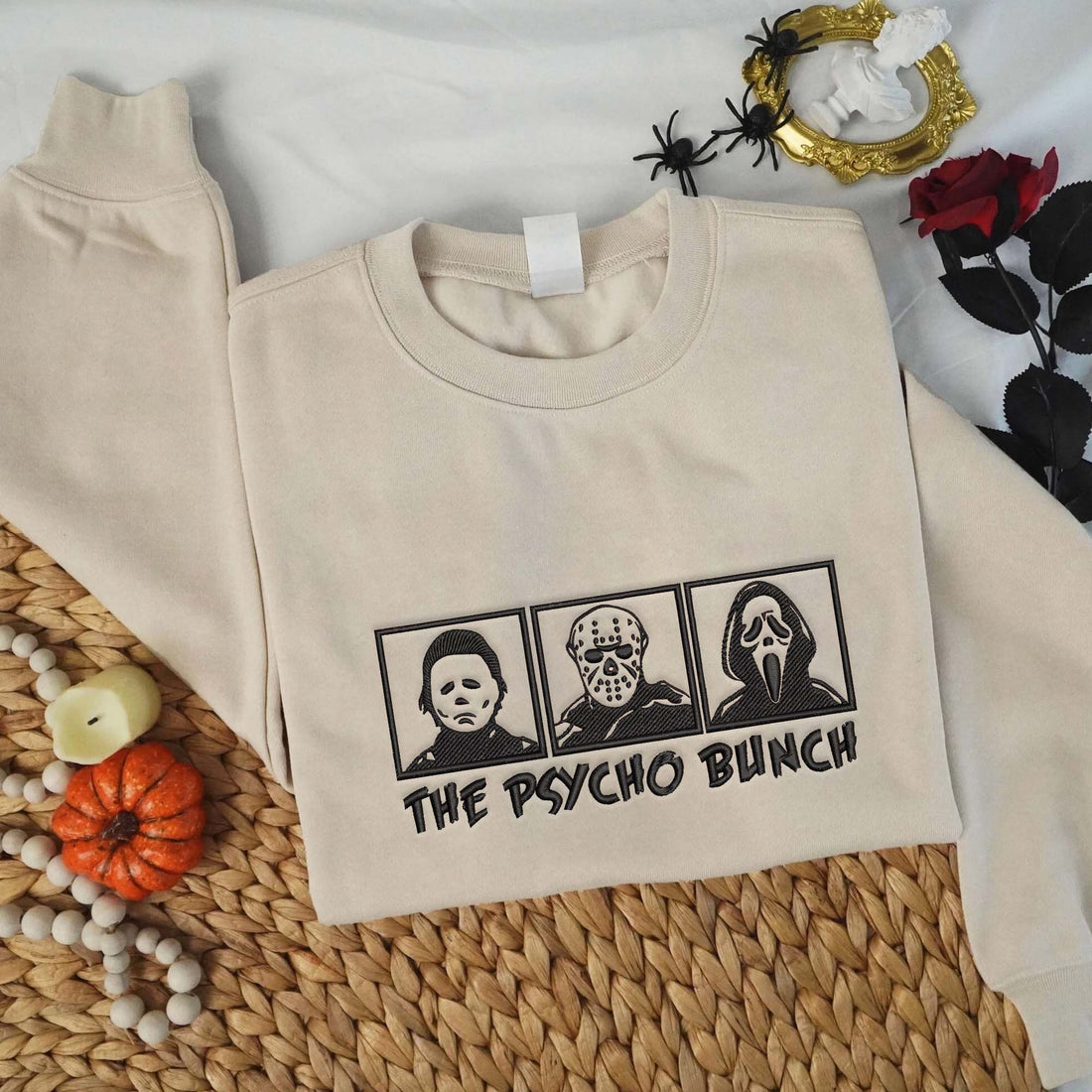Friends Horror Characters Halloween Embroidery Sweatshirt, Halloween Embroidery Sweatshirt HLW_M1181
