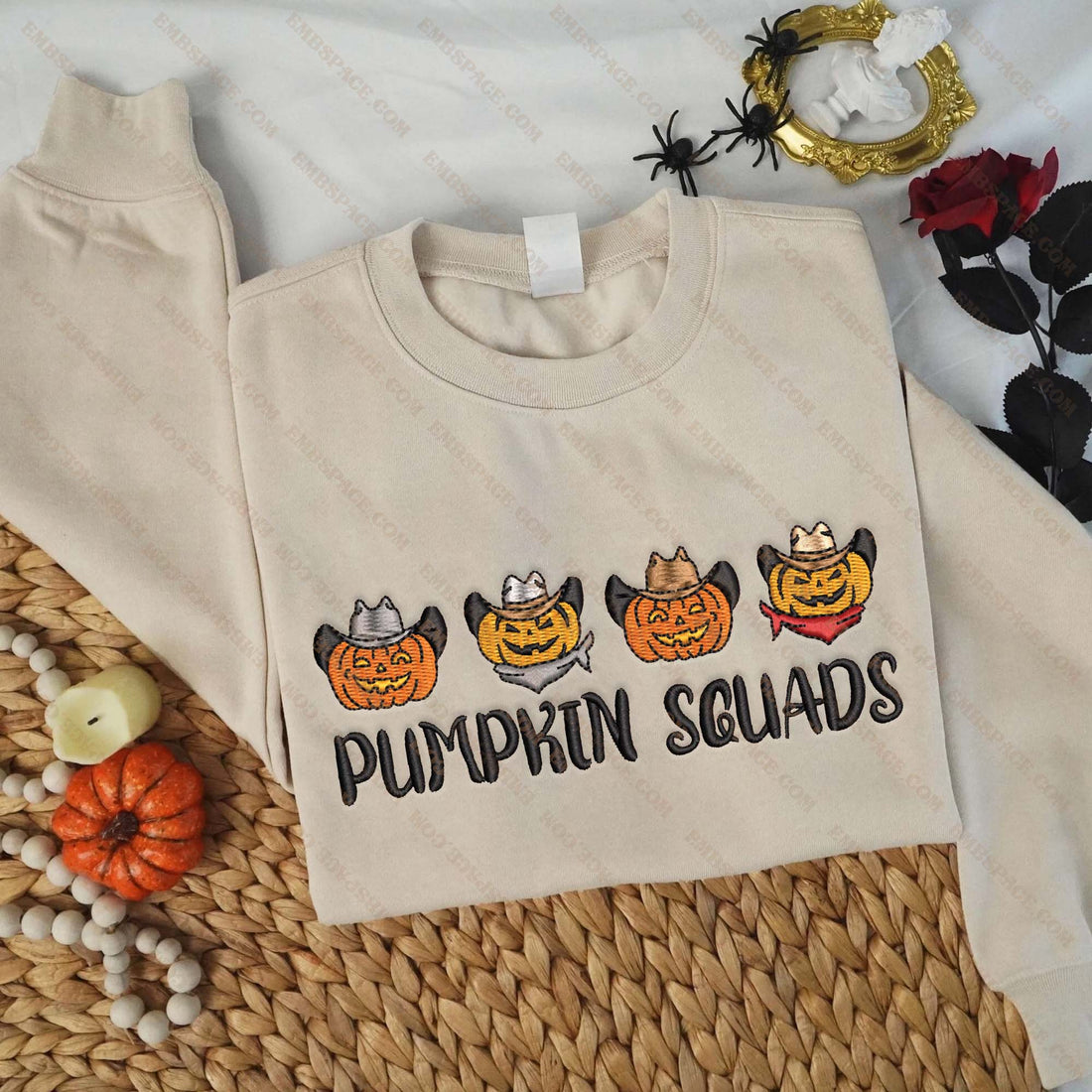 Cowboy Pumpkin Squads Embroidery Sweatshirt, Halloween Embroidery Sweatshirt HLW_M1631