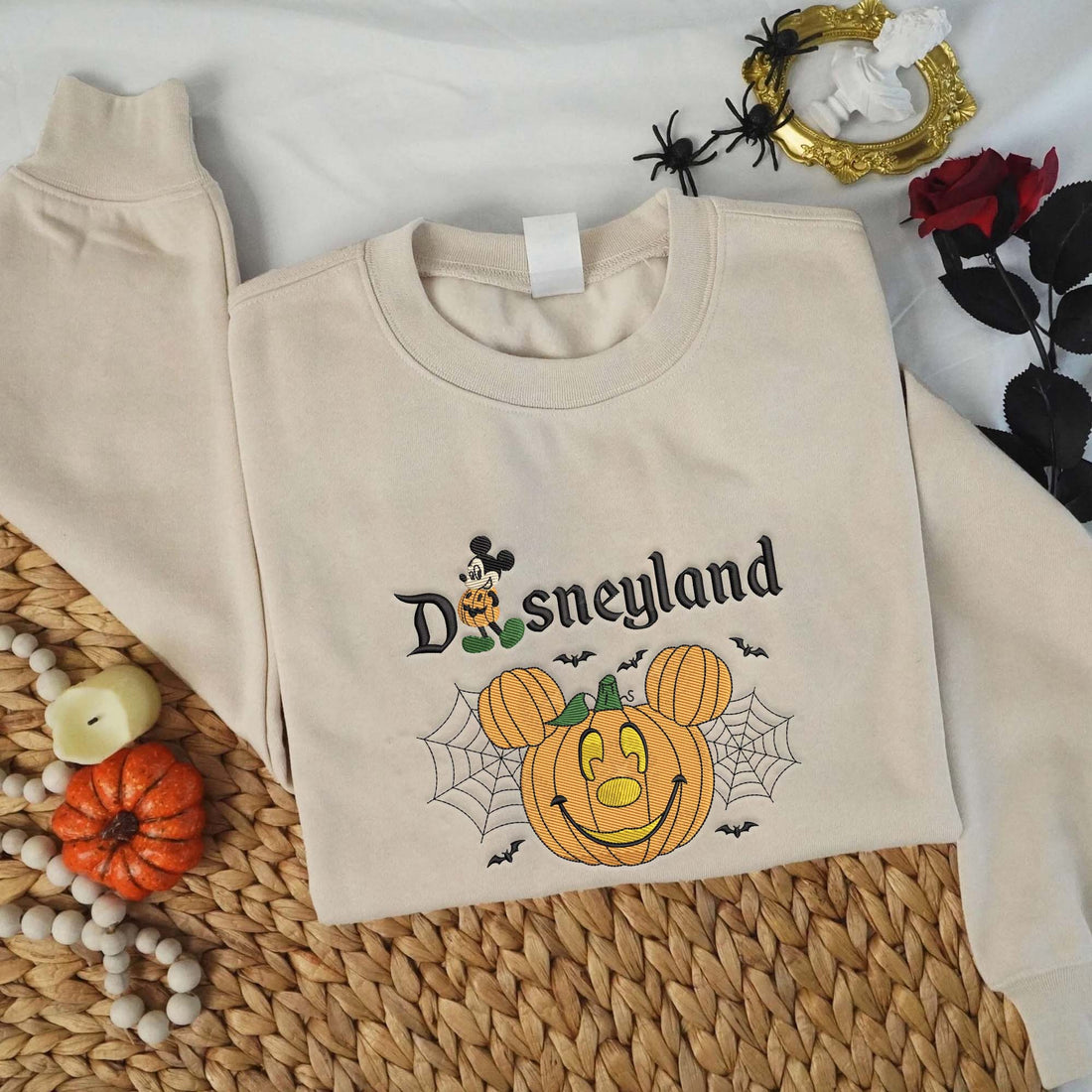 Head Mouse Pumpkin Halloween Embroidery Sweatshirt, Halloween Embroidery Sweatshirt HLW_M1319
