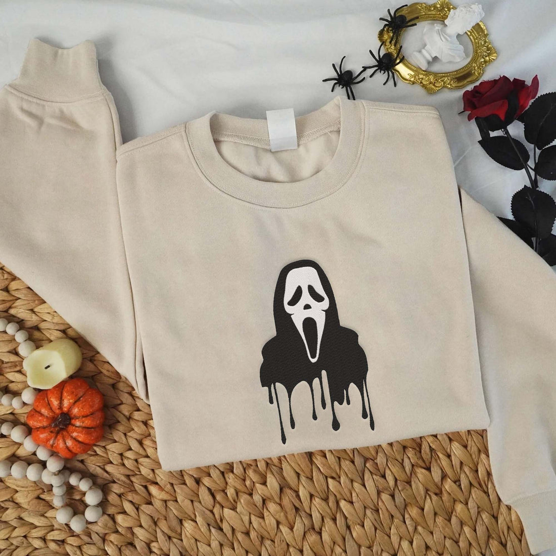 Killer Ghost Halloween Embroidery Sweatshirt, Halloween Embroidery Sweatshirt HLW_M1250