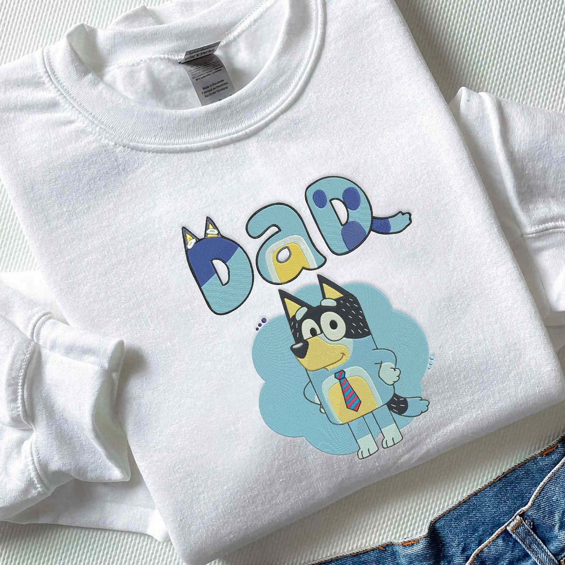 Blue Dog King Dad Sweatshirt, Blue Dog Dad Embroidery Sweatshirt B_M100
