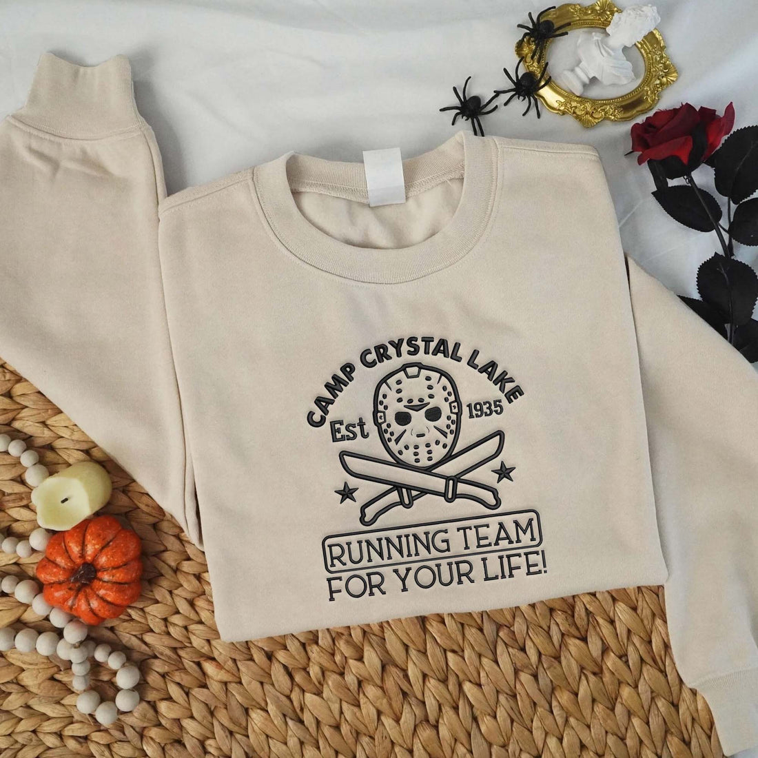 Running Team For Your Life Halloween Sweatshirt, Halloween Embroidery Sweatshirt HLW_M799