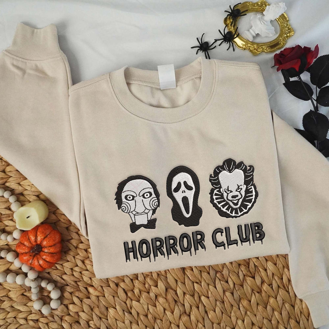 Horror Club Character Halloween Embroidery Sweatshirt, Halloween Embroidery Sweatshirt HLW_M1187
