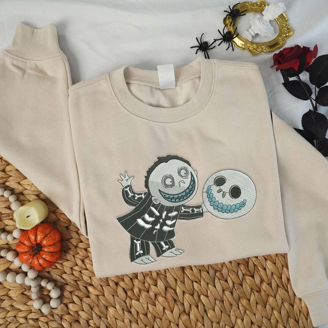 Horror In The Bad Dream Halloween Embroidery Sweatshirt, Halloween Embroidery Sweatshirt HLW_M1032