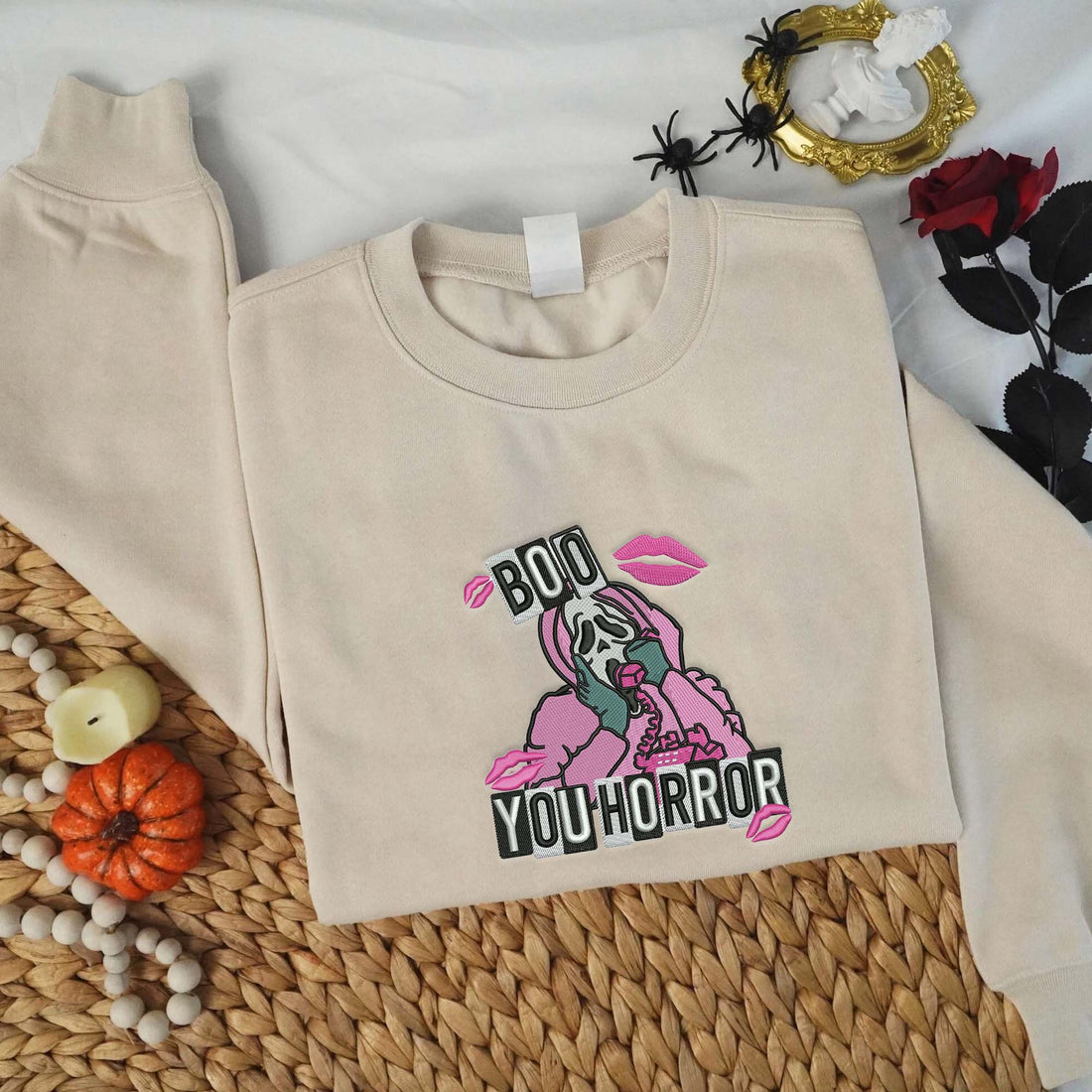 Boo Ghost You Horror Halloween Embroidery Sweatshirt, Halloween Embroidery Sweatshirt HLW_M1036