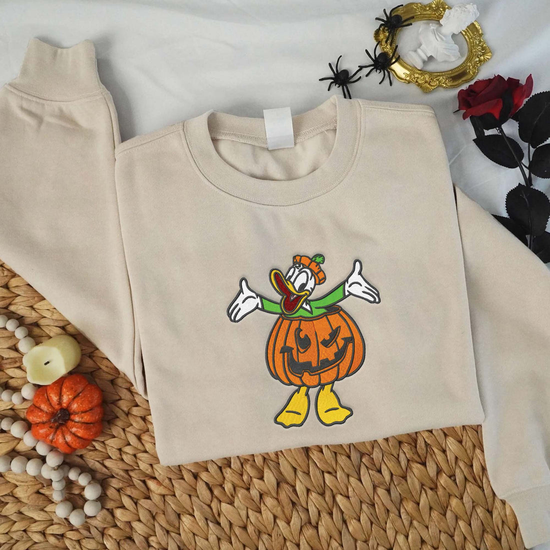 Duck in Pumpkin Halloween Embroidery Sweatshirt, Halloween Embroidery Sweatshirt HLW_M872