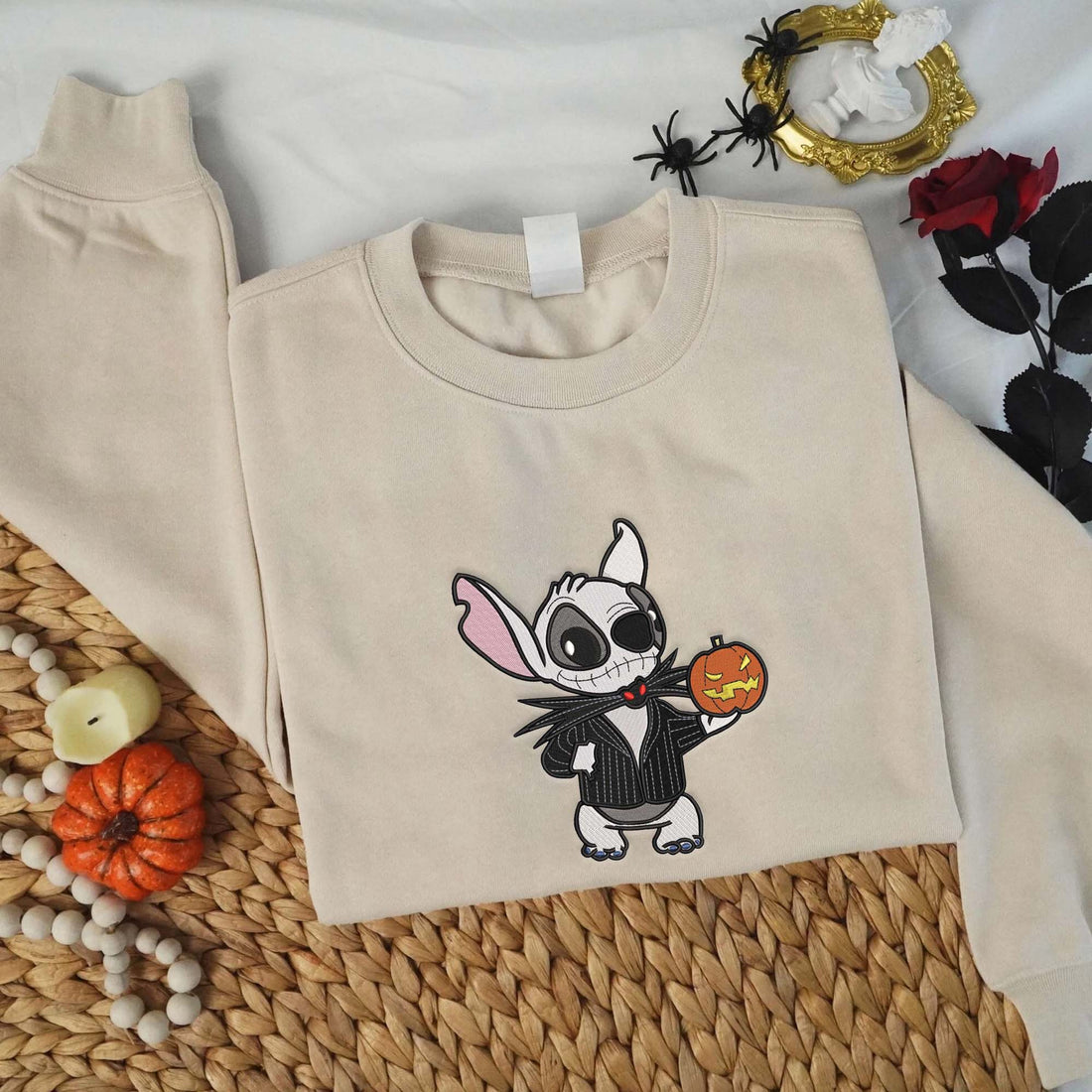 Bad Dream Cartoon Character Embroidery Sweatshirt, Halloween Embroidery Sweatshirt HLW_M798
