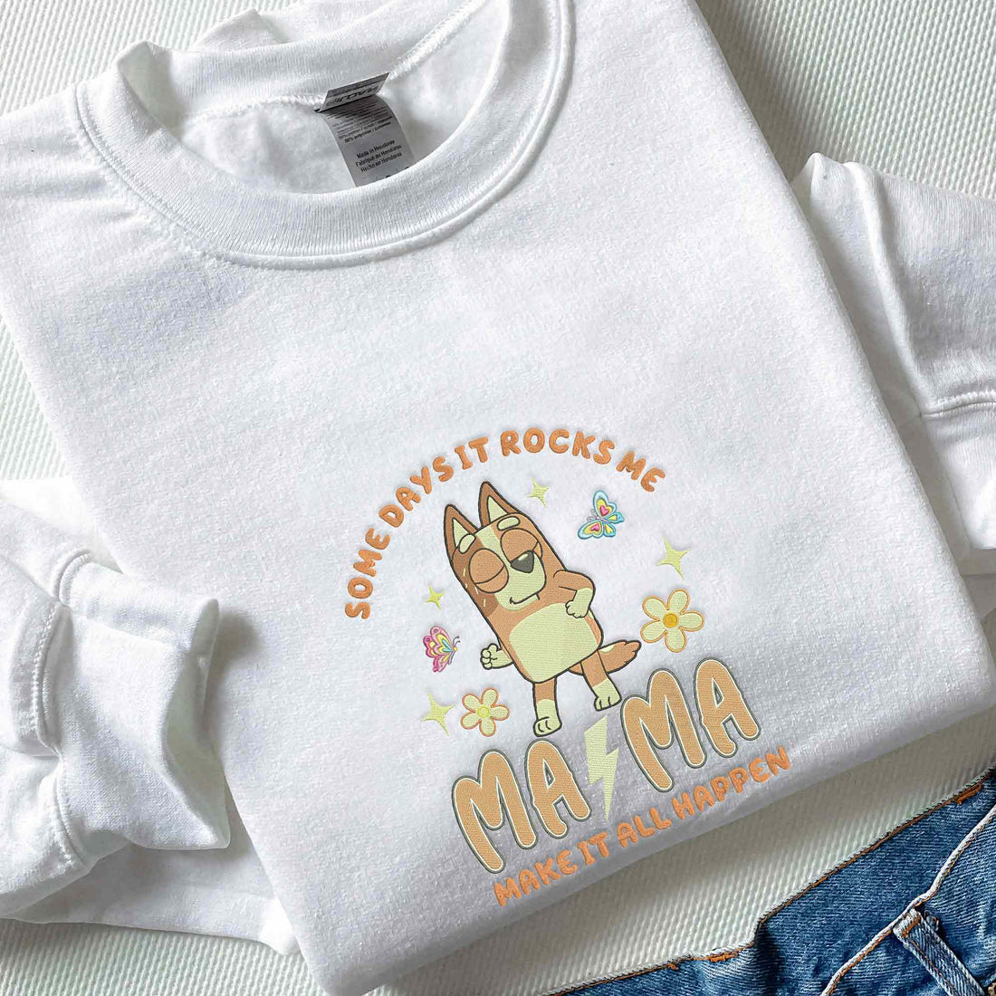 Some Days It Rock Me Embroidery Sweatshirt, Cute Blue Dog Mama Sweatshirt B_M87