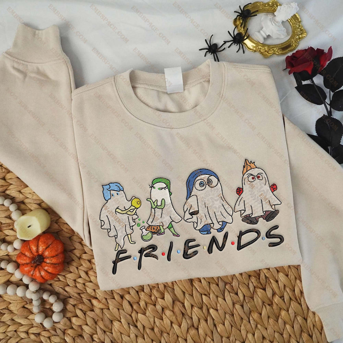 Halloween Cartoon Emotions Ghost Road Embroidery Sweatshirt, Halloween Embroidery Sweatshirt HLW_M1525