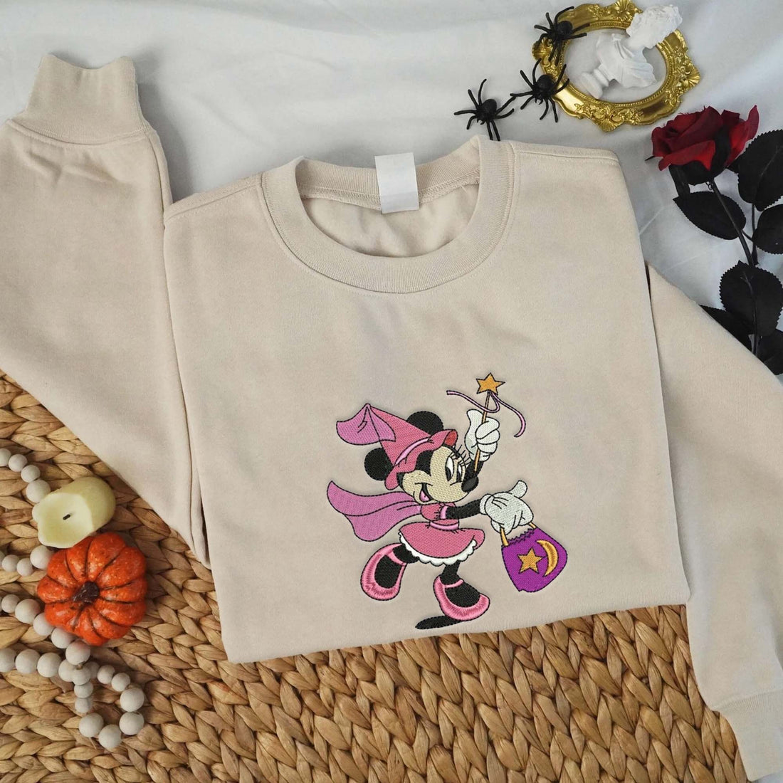 Girl Mouse Character Magic Halloween Sweatshirt, Halloween Embroidery Sweatshirt HLW_M1039