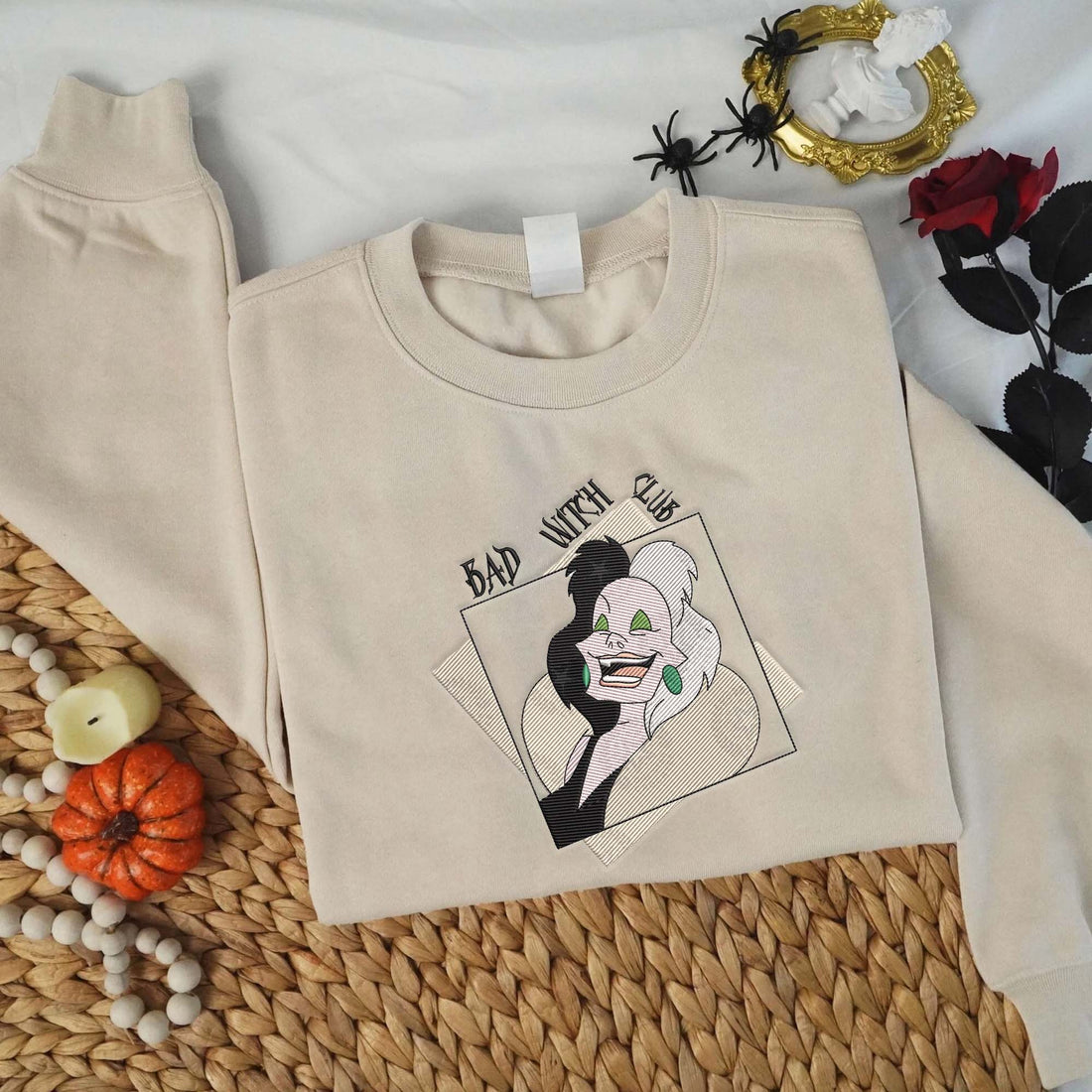 Bad Witch Club Halloween Embroidery Sweatshirt, Halloween Embroidery Sweatshirt HLW_M1298