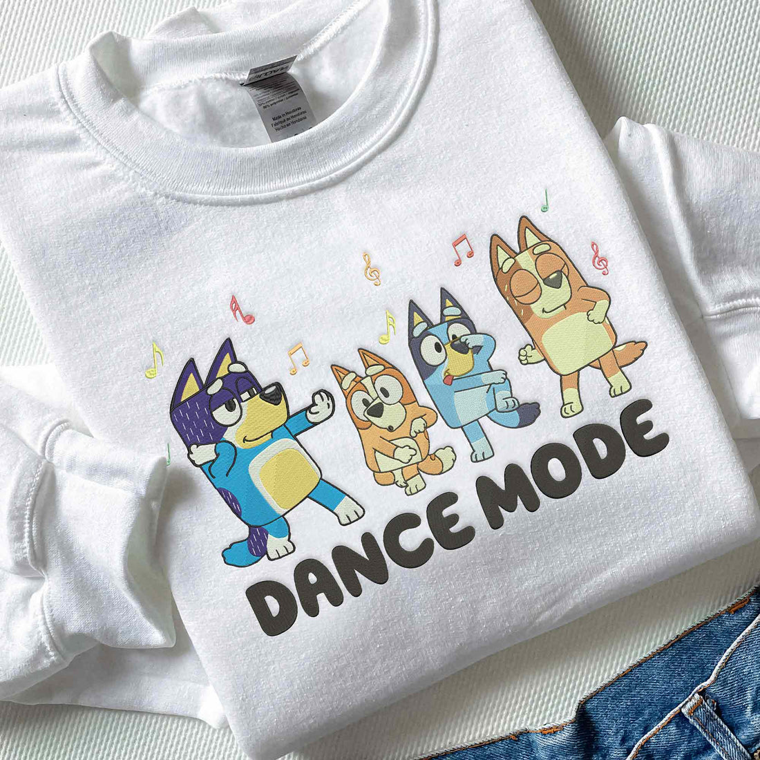 Dance Mode Blue Dog Embroidery  Sweatshirt, Family Blue Dog Embroidery  Sweatshirt B_M54