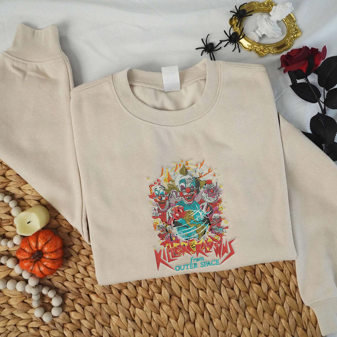 Clown Killer Halloween Embroidery Sweatshirt, Halloween Embroidery Sweatshirt HLW_M1033