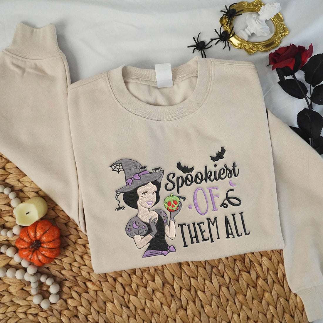 Spookiest Of Them All Halloween Sweatshirt, Halloween Embroidery Sweatshirt HLW_M833