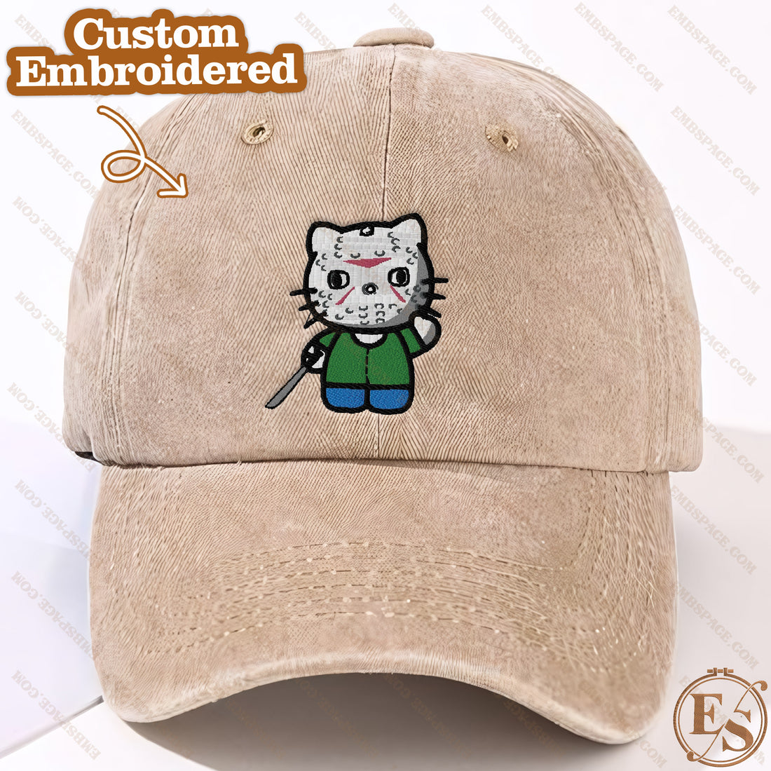 Horror Hello Cat Embroidered Sweatshirt, Halloween Embroidery Sweatshirt HLW_M517