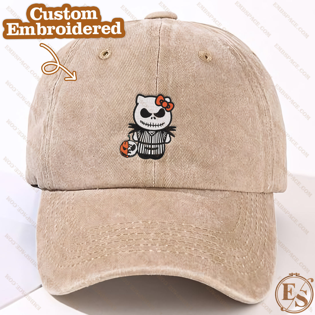Horror Hello Cat Embroidered Sweatshirt, Halloween Embroidery Sweatshirt HLW_M510