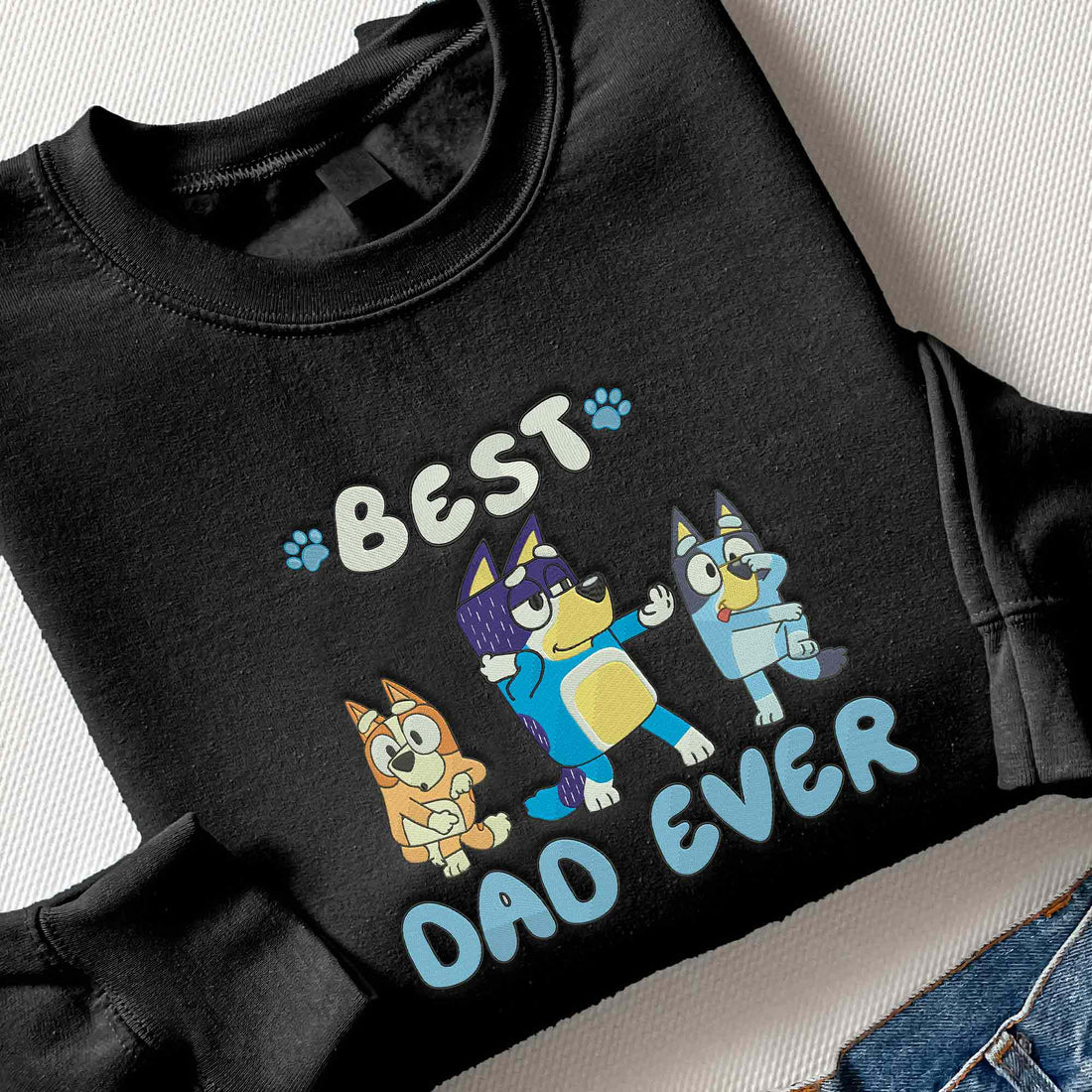 Personalised Blue Dog Embroidery Sweatshirt, Best Dad Ever Sweatshirt B_M95