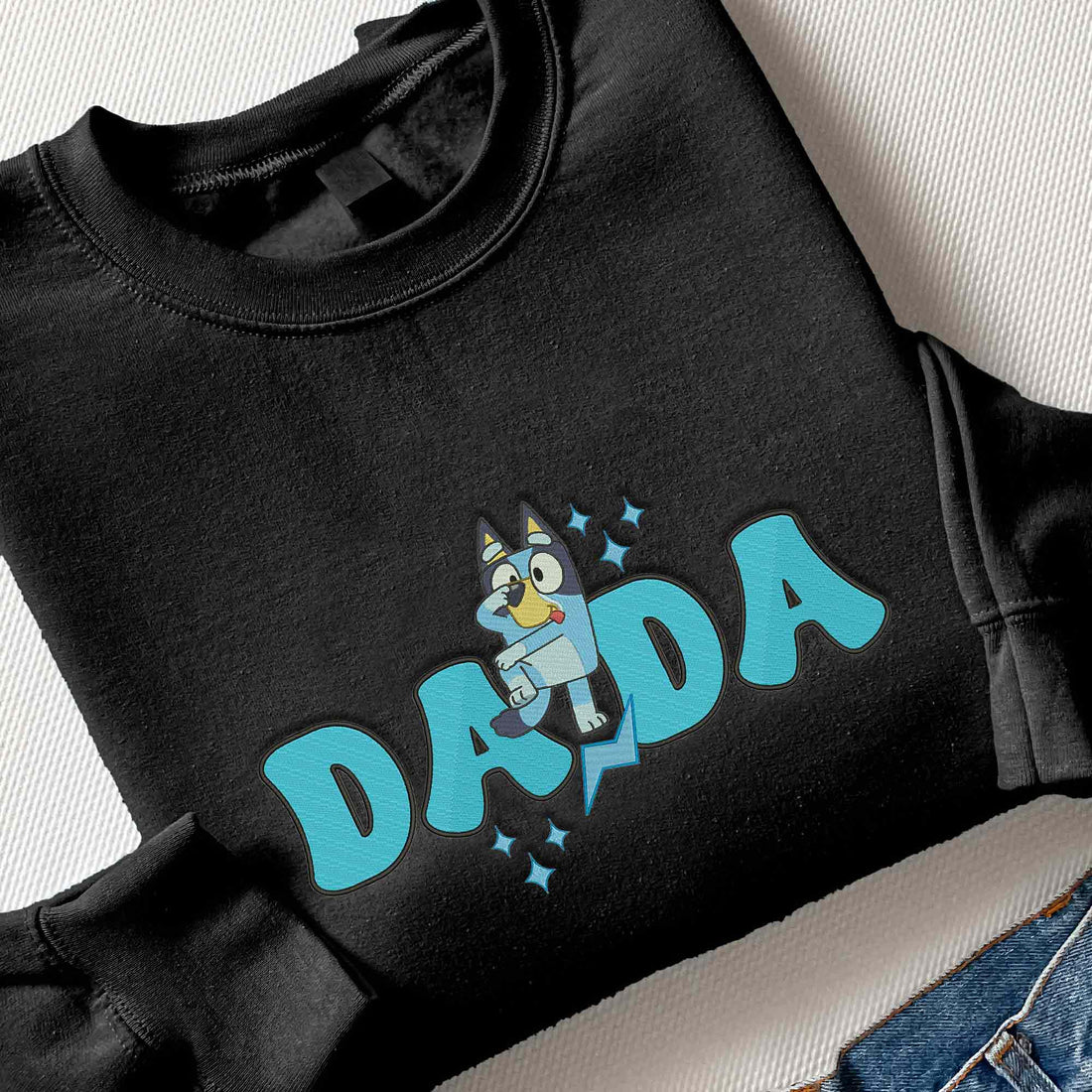 Cute Blue Dog Embroidery Sweatshirt, Cute Blue Dog Dada Sweatshirt B_M84
