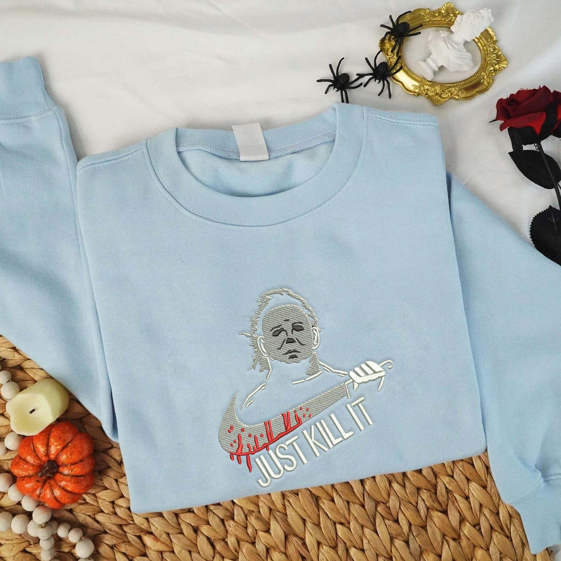 N Just Kill It Horror Character Halloween Sweatshirt, Halloween Embroidery Sweatshirt HLW_M1202