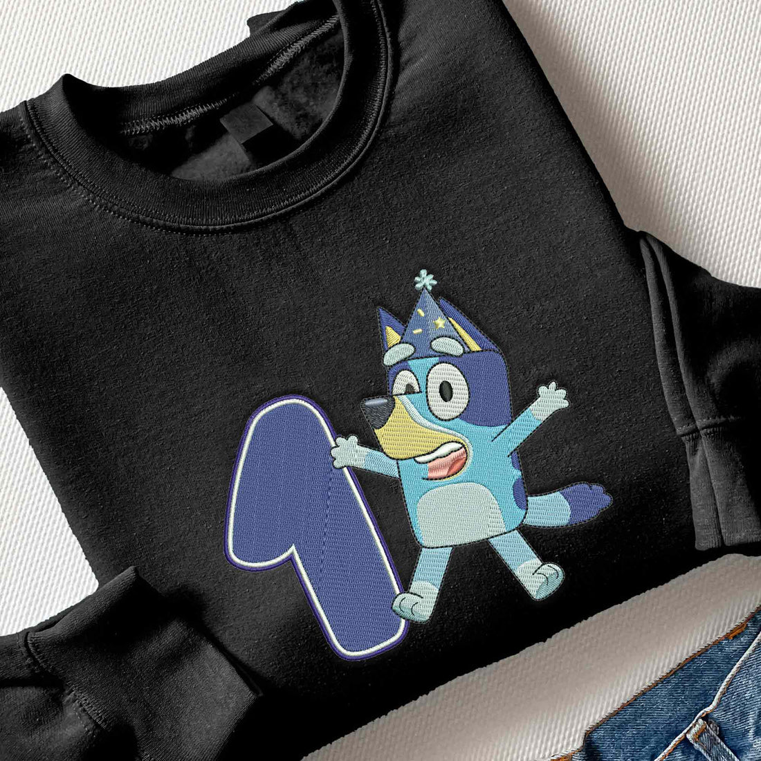 Blue Dog Birthday Embroidery Sweatshirt, Personalized Blue Dog Sweatshirt B_M08