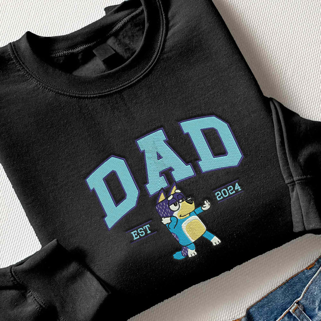 Father Embroidered Sweatshirt, Custom Dad EST Birthday Party Sweatshirt B_M03