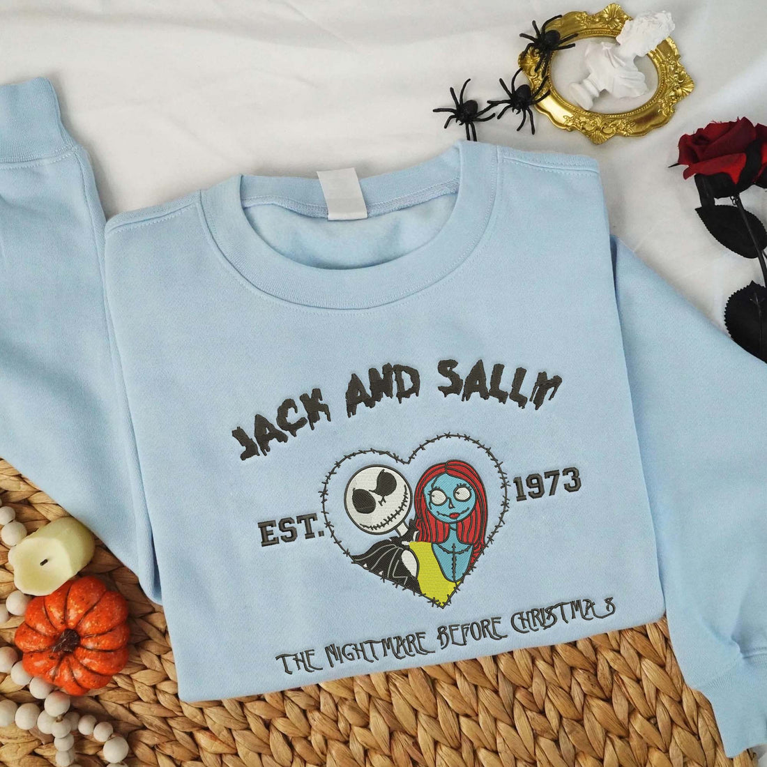 Couple Horror Est 1973 The Bad Dream Before Sweatshirt, Halloween Embroidery Sweatshirt HLW_M828