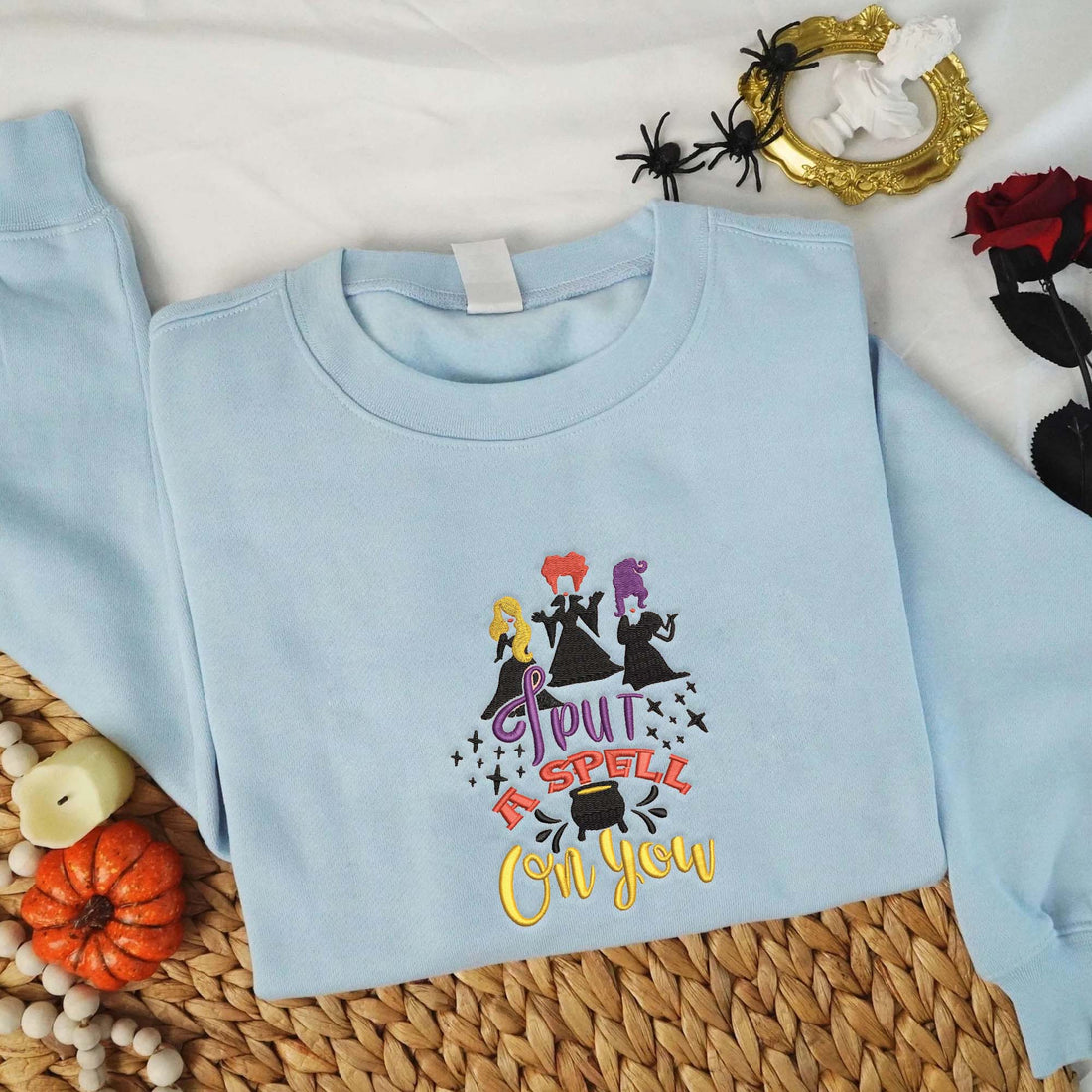 I Put A Spell On You Embroidery Sweatshirt, Halloween Embroidery Sweatshirt HLW_M1136