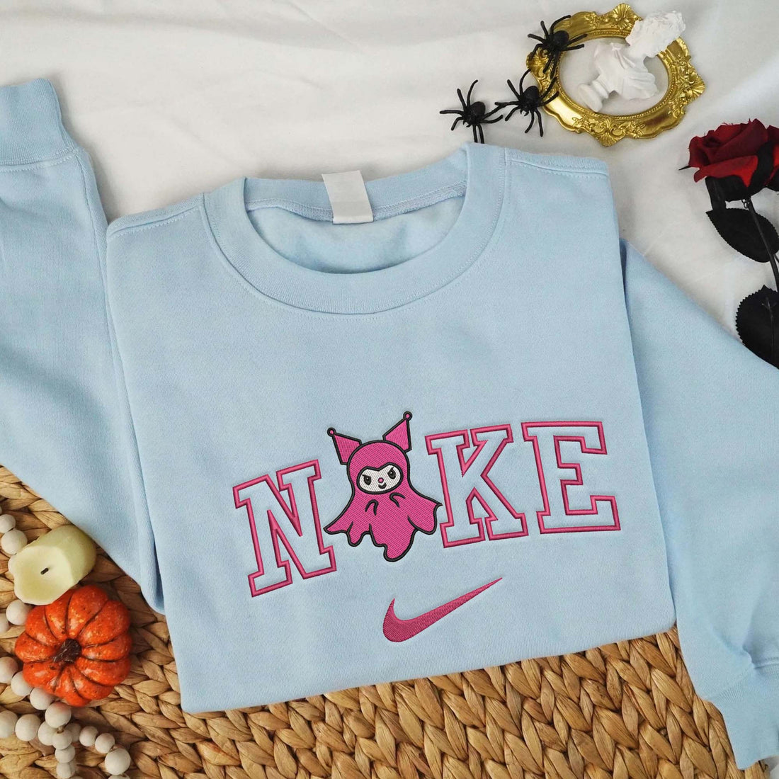 N Cat Ghost Halloween Embroidery Sweatshirt, Halloween Embroidery Sweatshirt HLW_M751