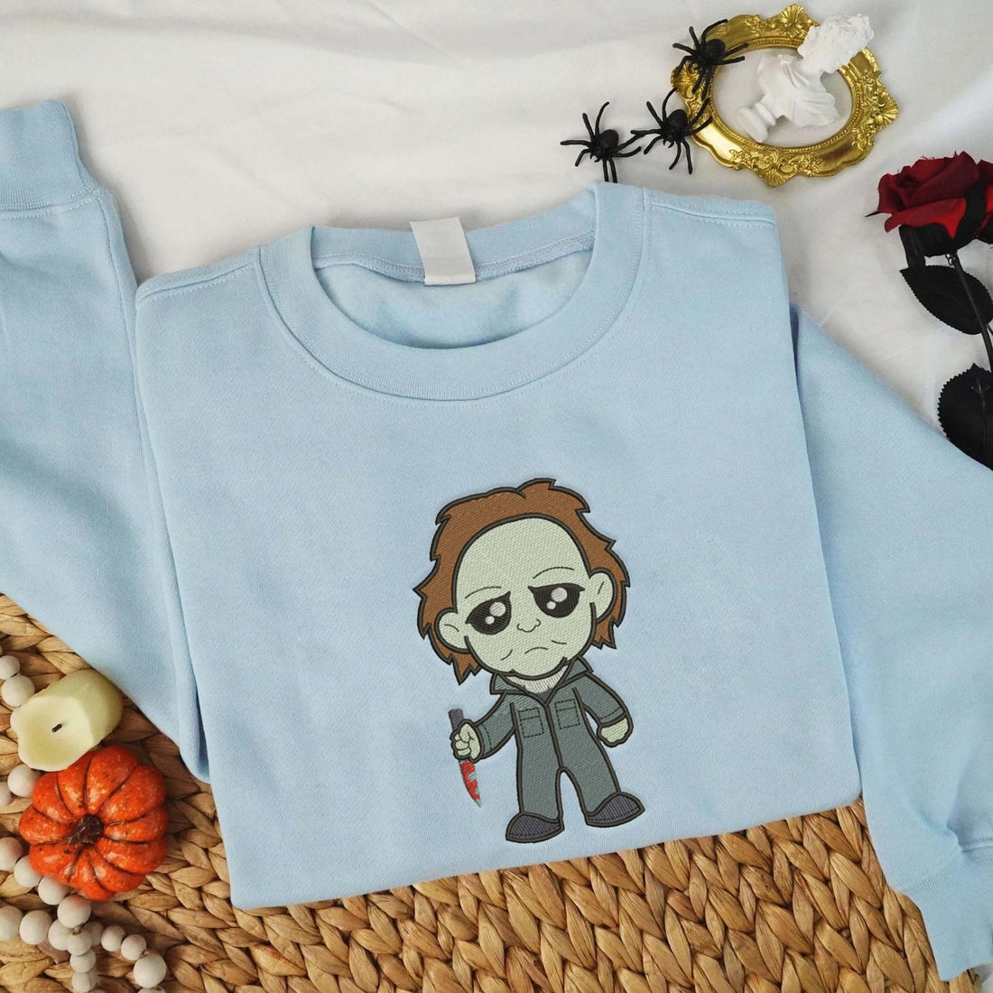 Halloween Horror Character Carry Knife Embroidery Sweatshirt, Halloween Embroidery Sweatshirt HLW_M1008