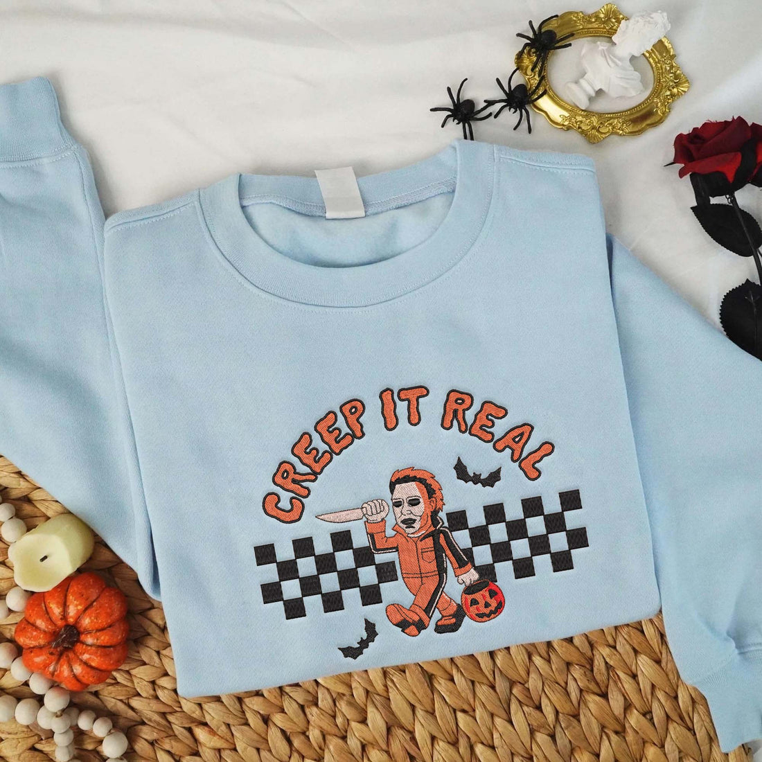Creep It Real Halloween Embroidery Sweatshirt, Halloween Embroidery Sweatshirt HLW_M944