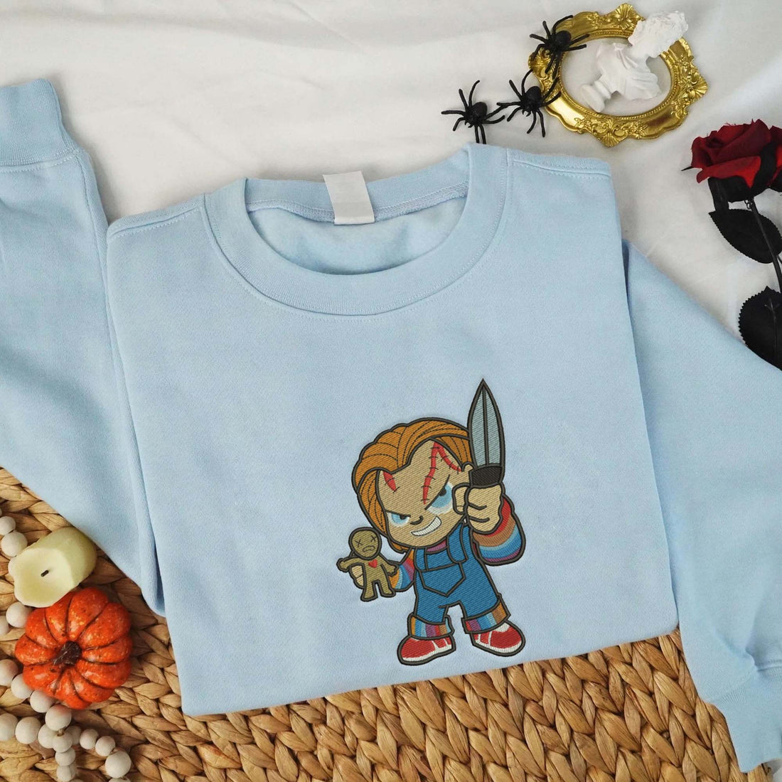 Horror Character Carry Knife Halloween Embroidery Sweatshirt, Halloween Embroidery Sweatshirt HLW_M1009