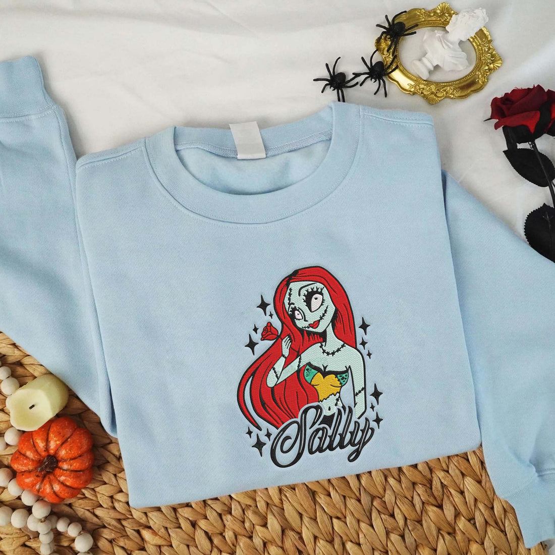 Girl Horror Character Halloween Sweatshirt, Halloween Embroidery Sweatshirt HLW_M841