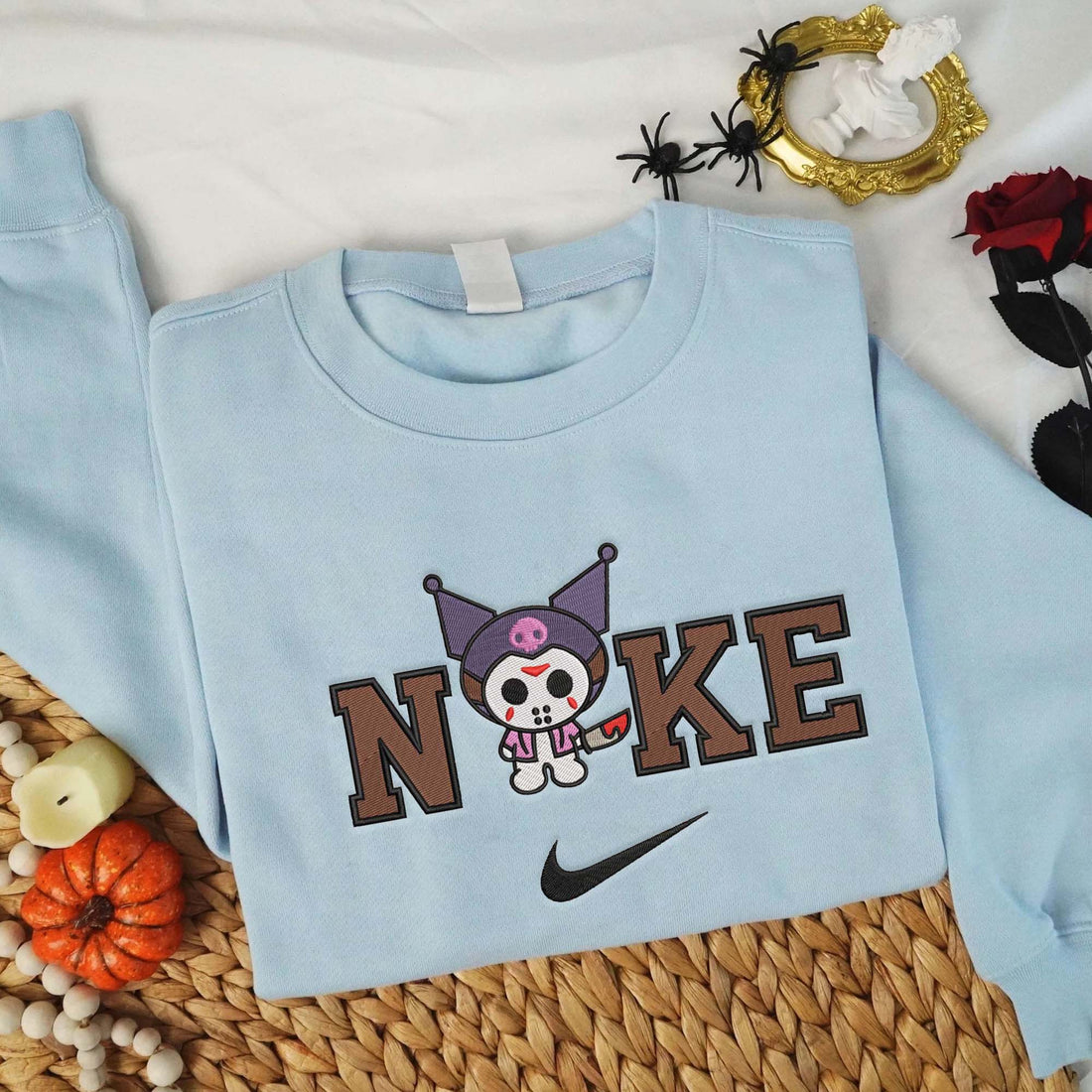 N Cat Carry Knife Halloween Embroidery Sweatshirt, Halloween Embroidery Sweatshirt HLW_M761