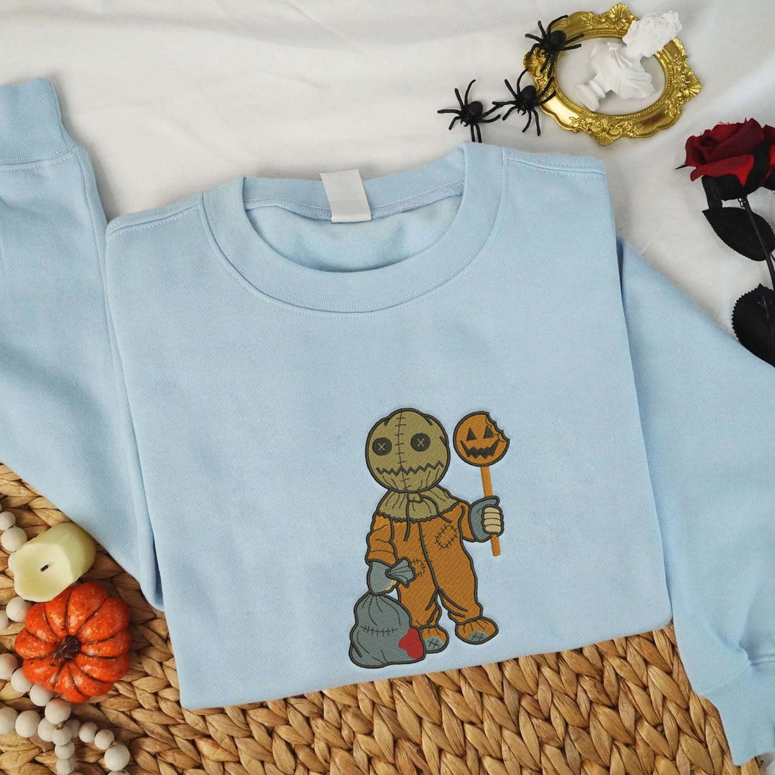Horror Character Carry Candy Halloween Embroidery Sweatshirt, Halloween Embroidery Sweatshirt HLW_M1010