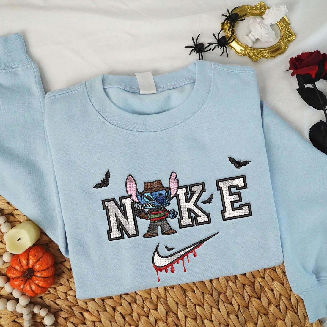 N Cartoon Character Halloween Embroidery Sweatshirt, Halloween Embroidery Sweatshirt HLW_M802
