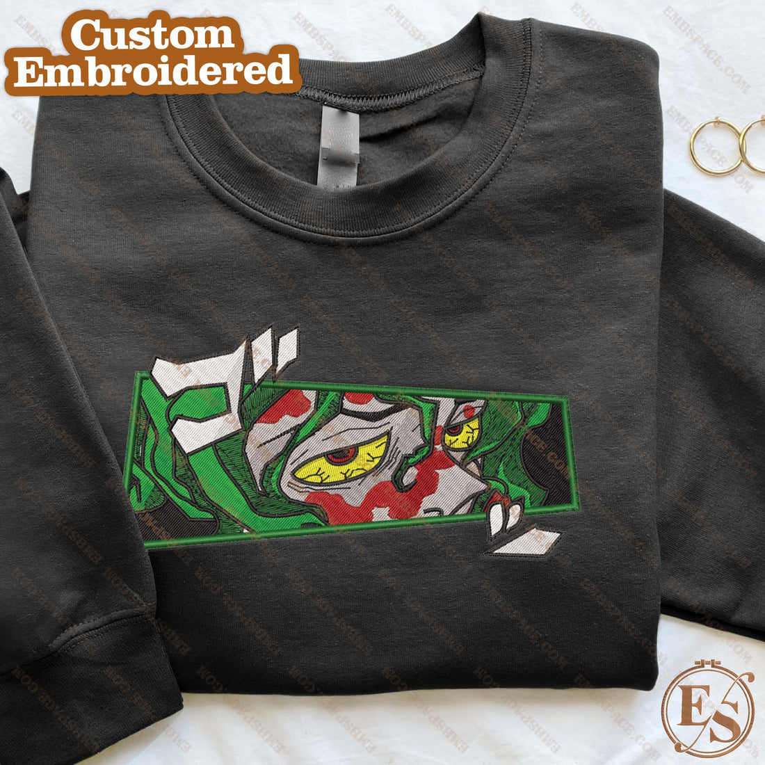 Anime The Moon Upper Demon Eyes Character Emb Sweatshirt, Anime Box Embroidery Sweatshirt A_DS20