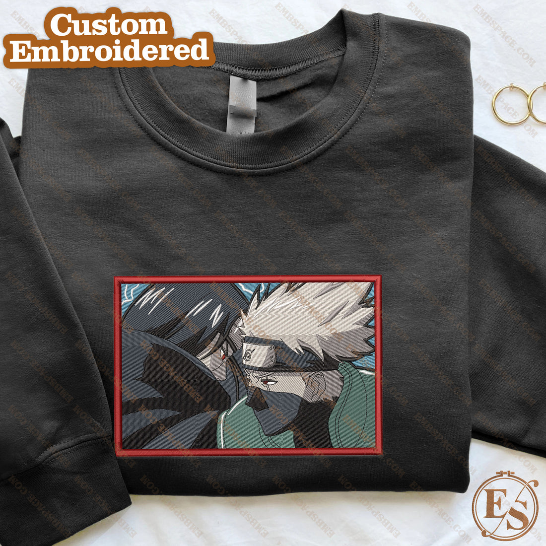 Two Anime Characters Clash Embroidery Sweatshirt, Manga Box Embroidery Sweatshirt A_NT16
