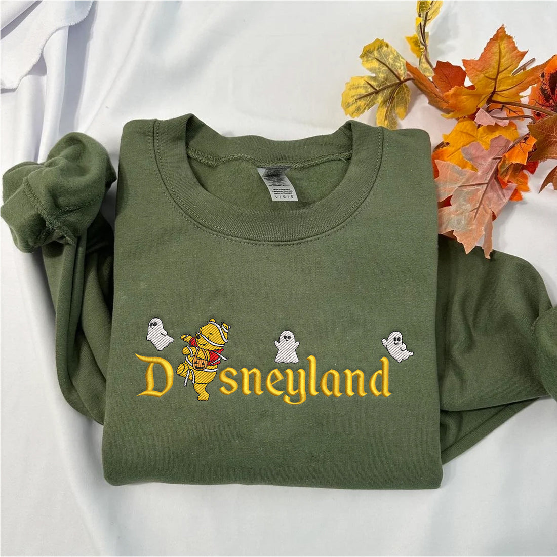 Bear and Ghosts Halloween Embroidery Sweatshirt, Halloween Embroidery Sweatshirt HLW_M1350