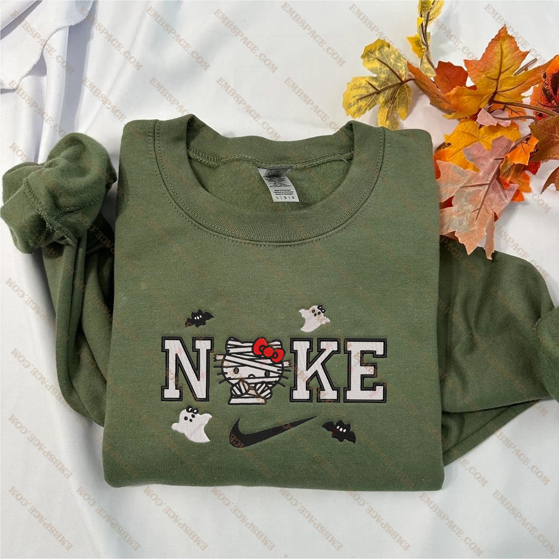Cute Cat Bandage Halloween Embroidery Sweatshirt, Halloween Embroidery Sweatshirt HLW_M1866