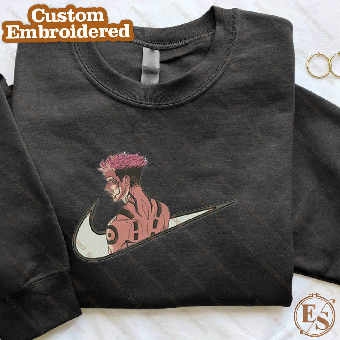 N Anime The Fearsome Entity Embroidery Sweatshirt, N Anime Embroidery Sweatshirt A_JK51