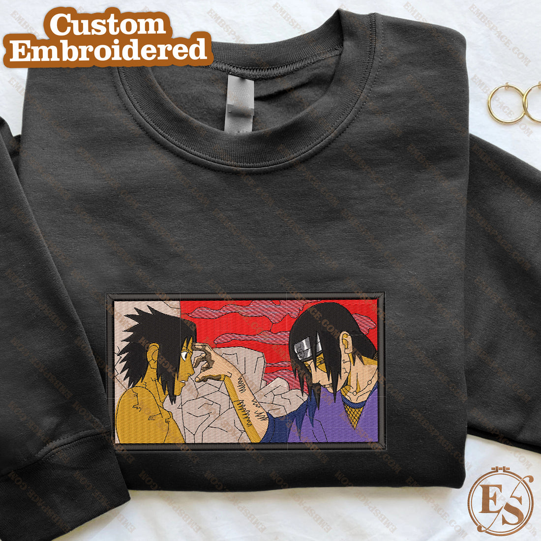 Two Heroes Fight Embroidery Sweatshirt, Manga Box Embroidery Sweatshirt A_NT24